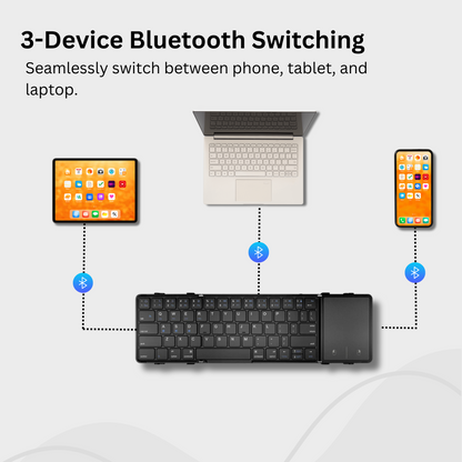 Compact Tri-Fold Bluetooth Keyboard