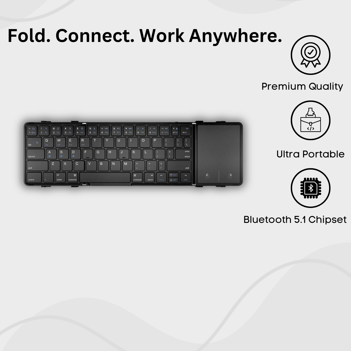 Compact Tri-Fold Bluetooth Keyboard